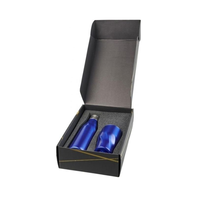 Logotrade corporate gift image of: Hugo copper vacuum insulated gift set, blue