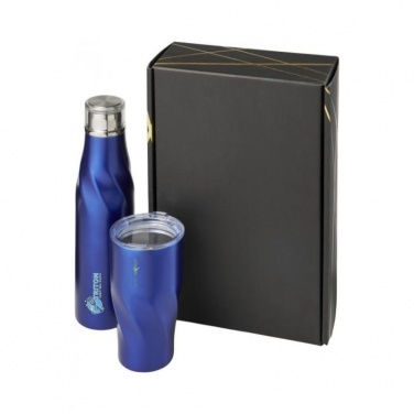 Logotrade promotional gift picture of: Hugo copper vacuum insulated gift set, blue