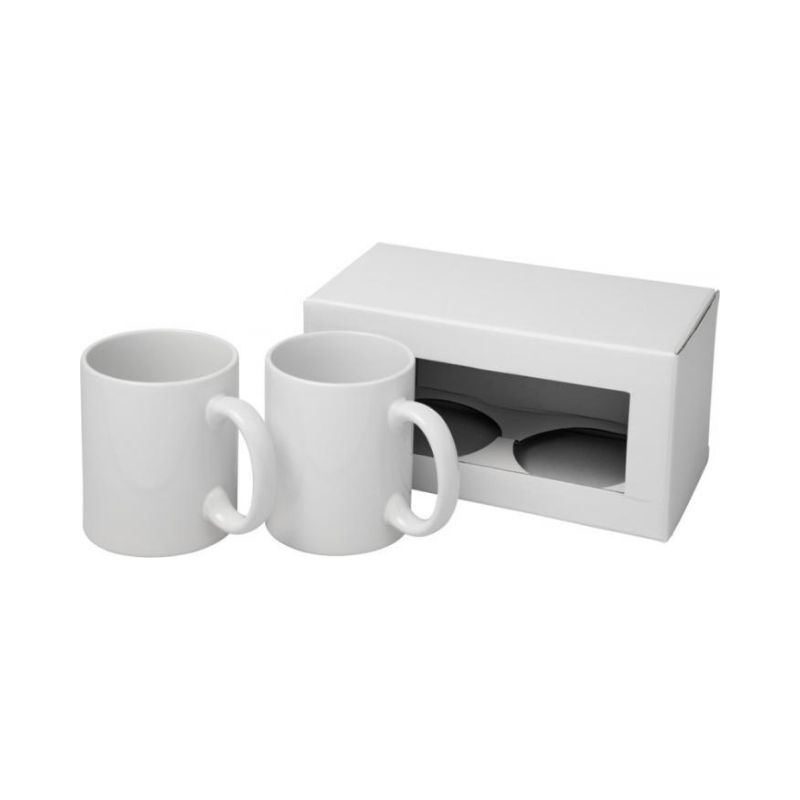 Logo trade promotional gifts image of: Ceramic sublimation mug 2-pieces gift set, white