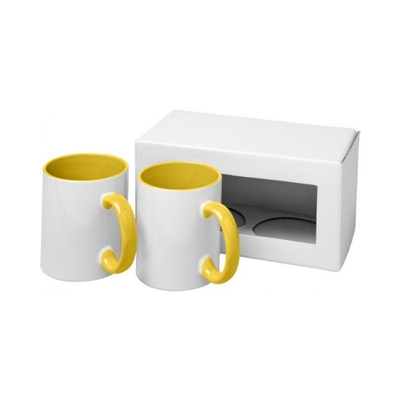 Logo trade advertising product photo of: Ceramic sublimation mug 2-pieces gift set, yellow