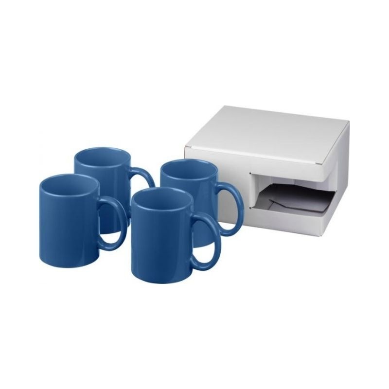 Logo trade promotional products picture of: Ceramic mug 4-pieces gift set, blue