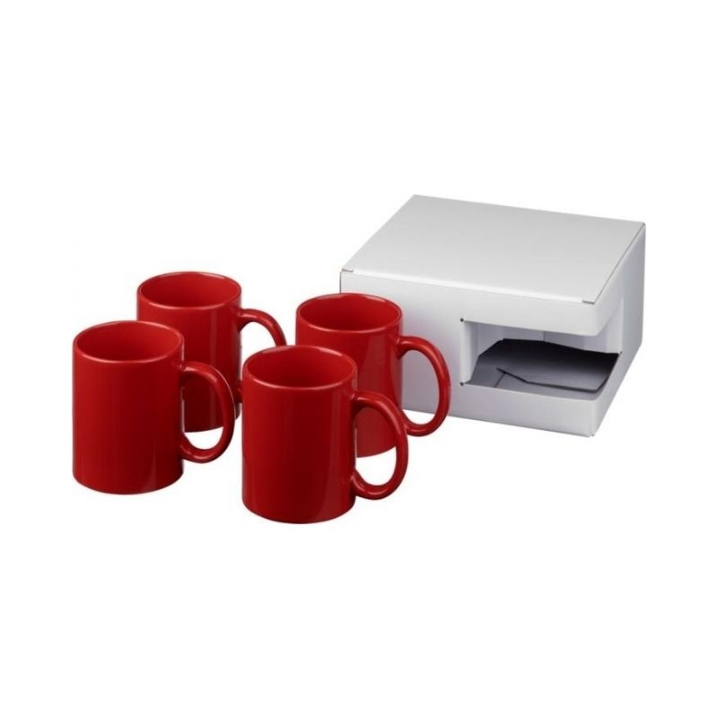 Logotrade corporate gift picture of: Ceramic mug 4-pieces gift set, red