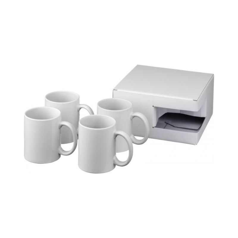 Logo trade promotional merchandise photo of: Ceramic sublimation mug 4-pieces gift set, white