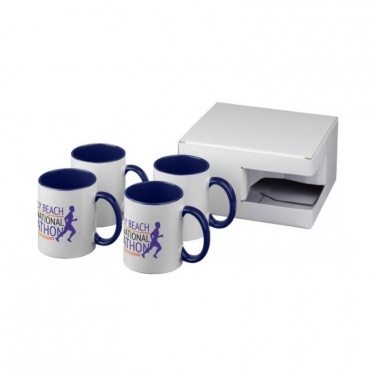 Logo trade promotional products image of: Ceramic sublimation mug 4-pieces gift set, blue