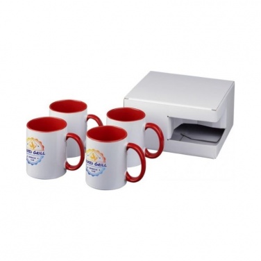 Logo trade promotional gifts picture of: Ceramic sublimation mug 4-pieces gift set, red