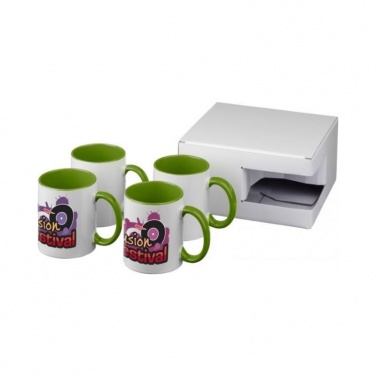 Logotrade advertising products photo of: Ceramic sublimation mug 4-pieces gift set, lime green