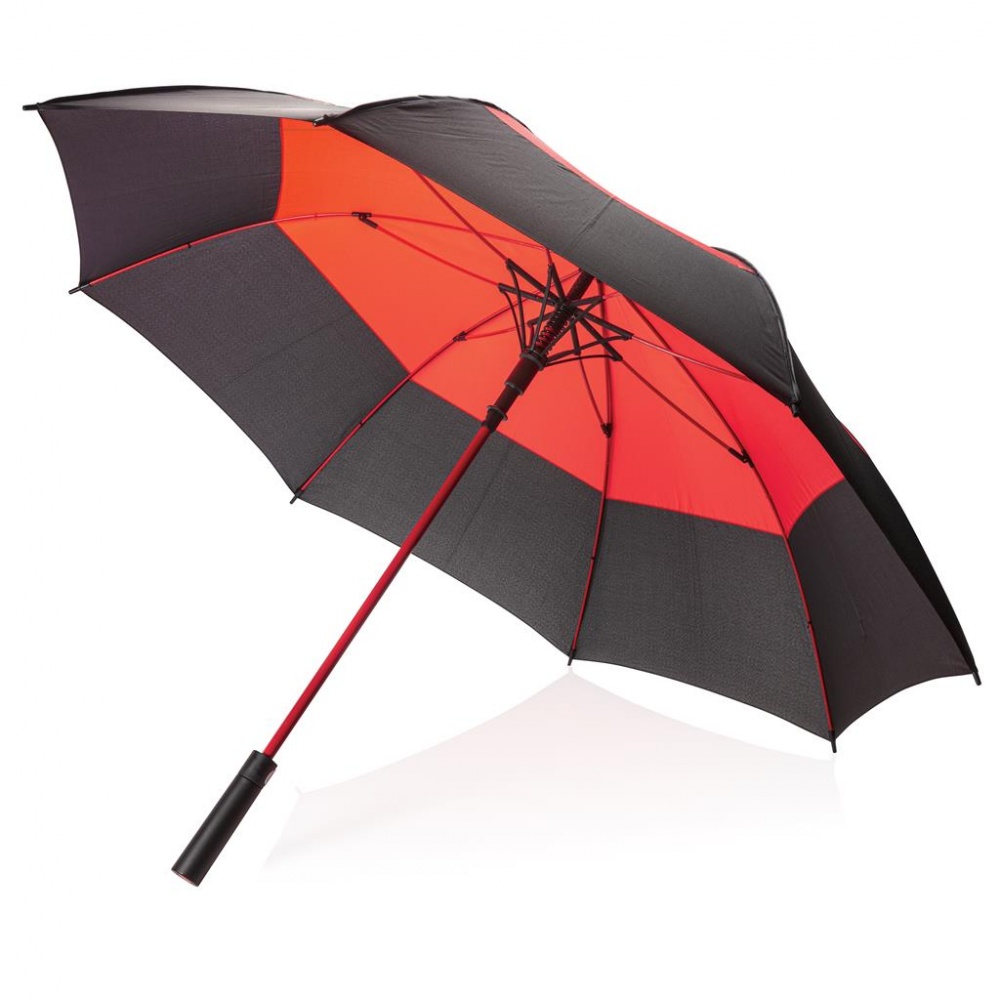 Logo trade business gift photo of: 27" auto open duo color storm proof umbrella, red