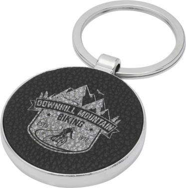 Logo trade promotional items image of: Paolo laserable PU leather round keychain, black