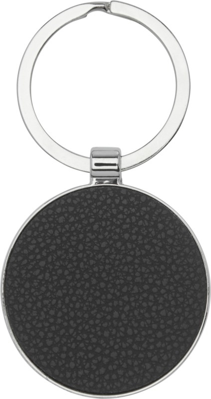 Logo trade corporate gifts image of: Paolo laserable PU leather round keychain, black