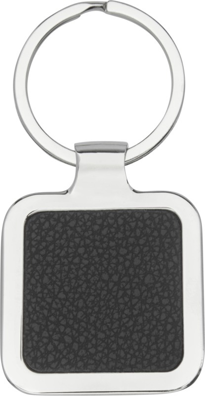 Logo trade advertising products picture of: Piero laserable PU leather squared keychain, black