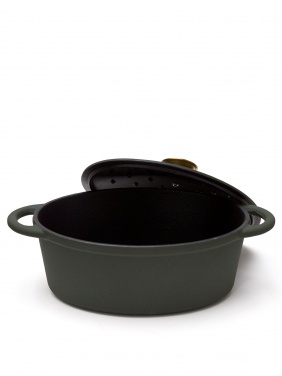 Logo trade advertising product photo of: Monte cast iron pot, oval, 3,5L, green