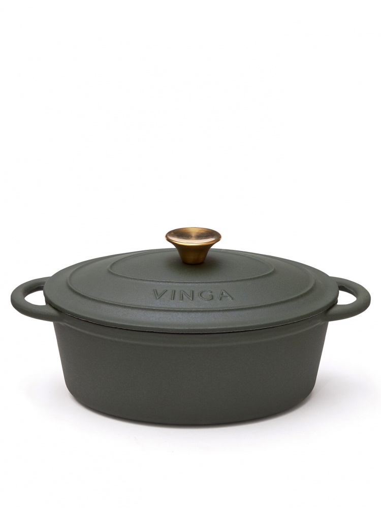 Logo trade promotional products image of: Monte cast iron pot, oval, 3,5L, green