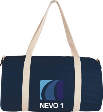 Logo trade promotional products image of: Cochichuate cotton barrel duffel bag, navy