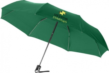 Logo trade promotional merchandise picture of: 21.5" Alex 3-section auto open and close umbrella, green