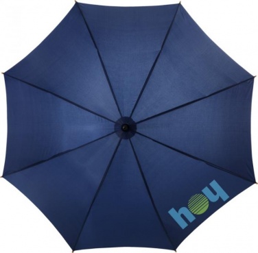 Logo trade business gift photo of: Kyle 23" auto open umbrella wooden shaft and handle, navy blue