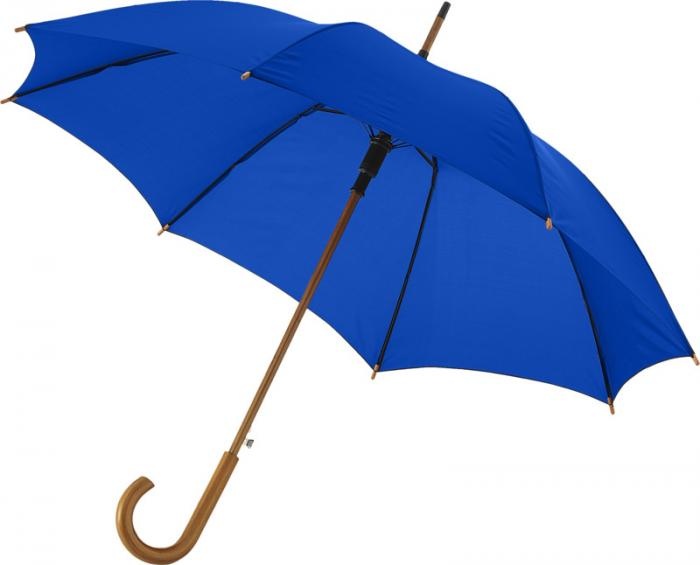 Logo trade promotional gifts image of: Kyle 23" auto open umbrella wooden shaft and handle, royal blue