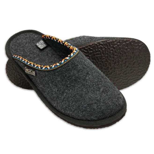 Logo trade advertising products image of: Natural felt and rubber slippers, dark gray