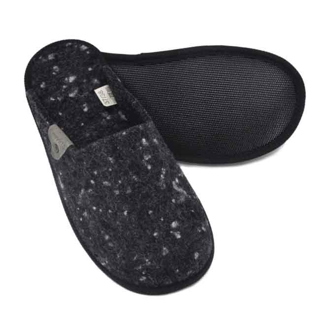 Logo trade promotional merchandise photo of: Natural felt variegated slippers, black