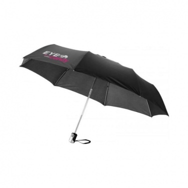 Logo trade promotional merchandise image of: 21.5" Alex 3-Section auto open and close umbrella, black