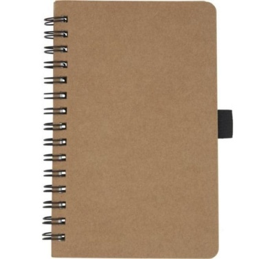 Logo trade promotional merchandise image of: Cobble A6 wire-o recycled cardboard notebook, beige