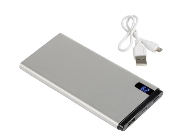 Logo trade promotional merchandise image of: Powerbank INDICATOR 10000 mAh, silver