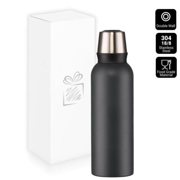 Logo trade promotional giveaway photo of: Nordic Steel Vacuum Thermos, 1000 ml, grey