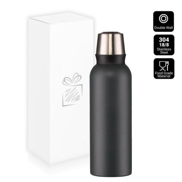 Logo trade promotional giveaways picture of: Nordic Steel Vacuum Thermos, 1000 ml, black