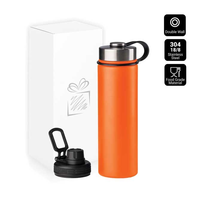 Logo trade corporate gift photo of: Nordic Thermal Mug, 650 ml, with 2 lids, orange