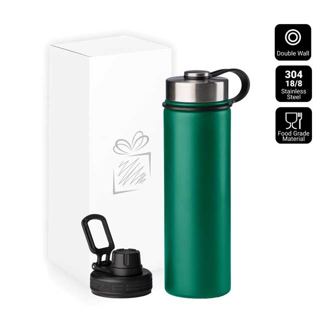 Logo trade promotional merchandise photo of: Nordic Thermal Mug, 650 ml, with 2 lids, green