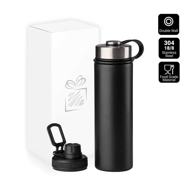 Logo trade promotional giveaways image of: Nordic Thermal Mug, 650 ml, with 2 lids, black