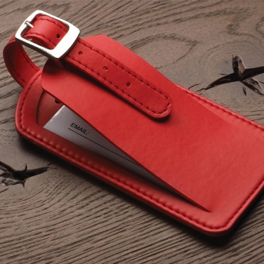 Logo trade promotional item photo of: Vegan leather gift set, luggage tag and key chain, red