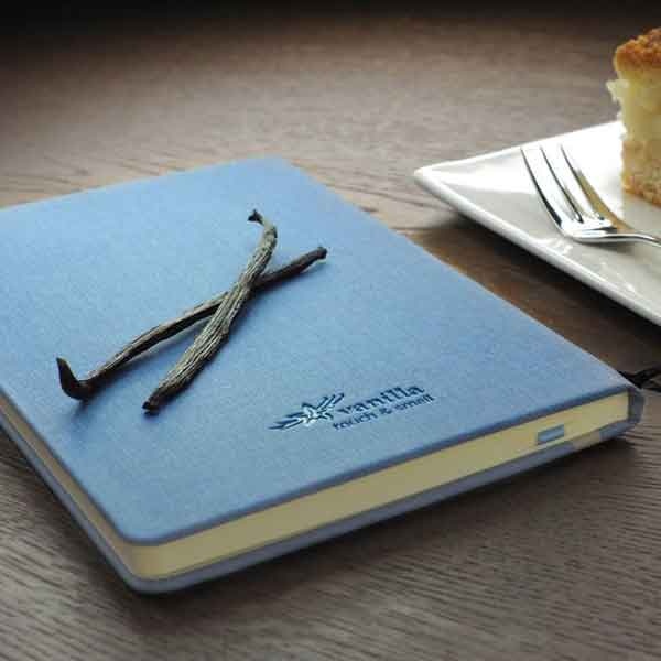 Logo trade corporate gift photo of: Vanilla-scented A5 notebook, blue