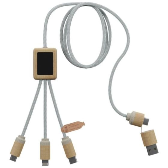 Logo trade corporate gift photo of: SCX.design C49 5-in-1 charging cable, light brown