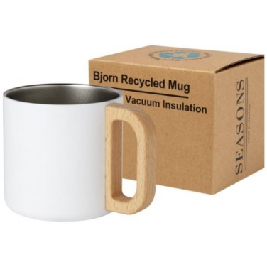 Logo trade promotional merchandise photo of: Bjorn 360 ml RCS certified recycled stainless steel mug, white