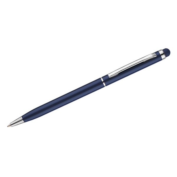 Logo trade business gift photo of: Touch pen Tin, navy blue