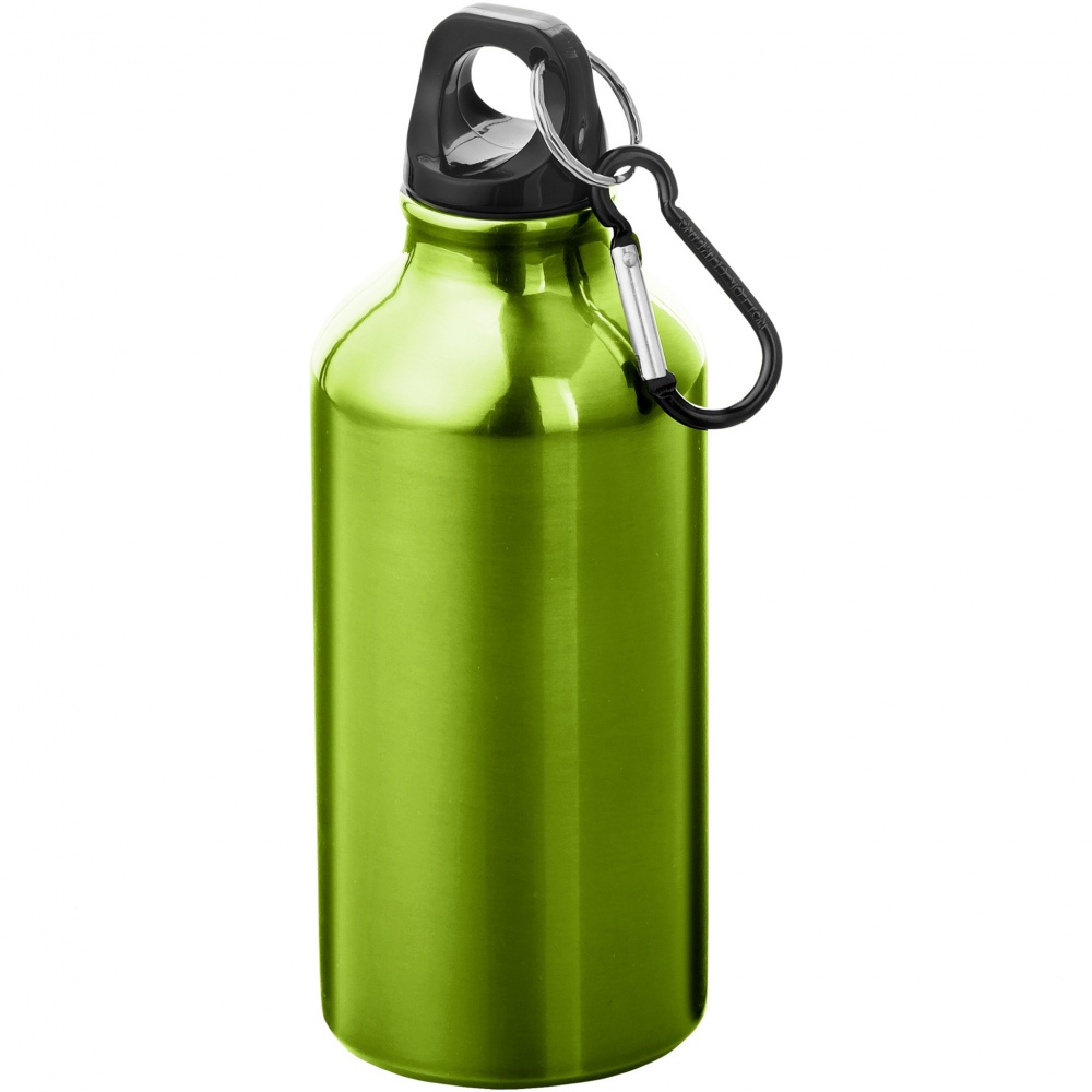 Logo trade promotional merchandise picture of: Oregon 400 ml aluminium water bottle with carabiner