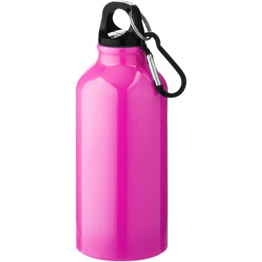 Logo trade advertising products picture of: Oregon 400 ml aluminium water bottle with carabiner