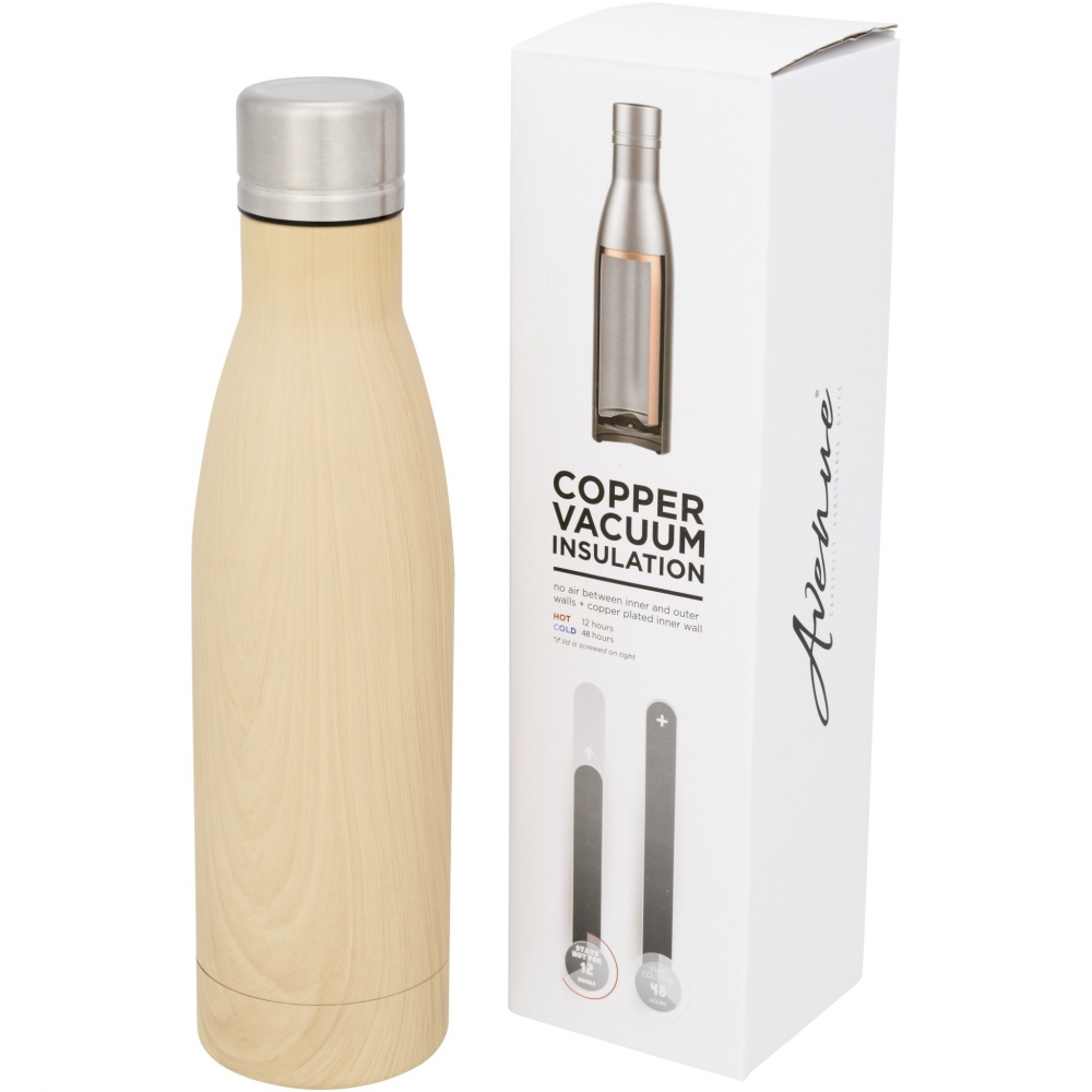 Logo trade promotional gift photo of: Vasa 500 ml wood-look copper vacuum insulated bottle