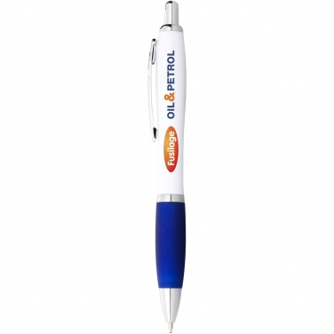 Logo trade corporate gift photo of: Nash ballpoint pen with white barrel and coloured grip