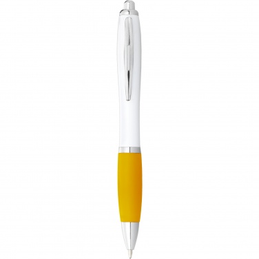 Logotrade promotional giveaway image of: Nash ballpoint pen with white barrel and coloured grip