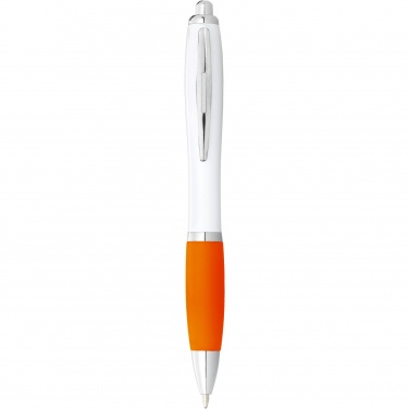 Logo trade promotional items image of: Nash ballpoint pen with white barrel and coloured grip