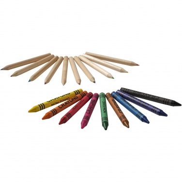 Logo trade promotional merchandise image of: Lucky 19-piece coloured pencil and crayon set