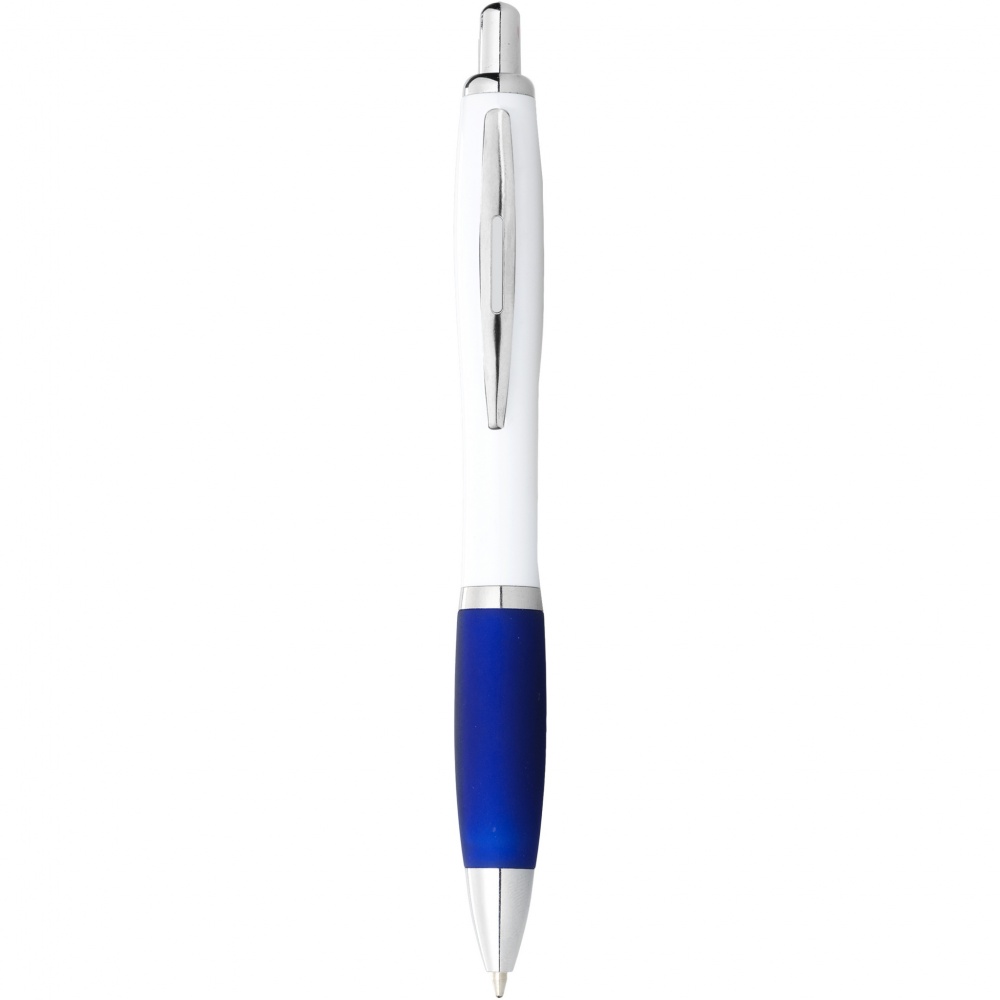 Logo trade promotional item photo of: Nash ballpoint pen white barrel and coloured grip