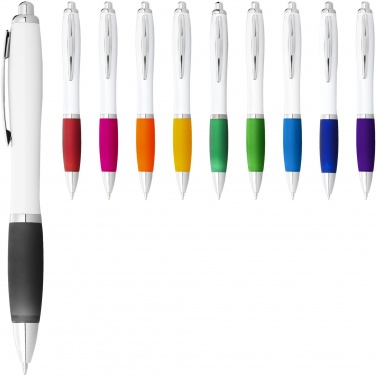 Logo trade advertising products picture of: Nash ballpoint pen white barrel and coloured grip