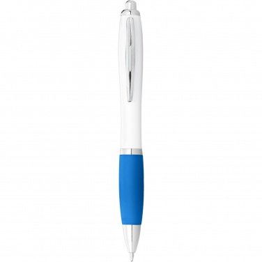 Logotrade promotional merchandise picture of: Nash ballpoint pen white barrel and coloured grip