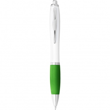 Logo trade business gifts image of: Nash ballpoint pen white barrel and coloured grip