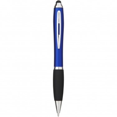 Logo trade corporate gift photo of: Nash coloured stylus ballpoint pen with black grip