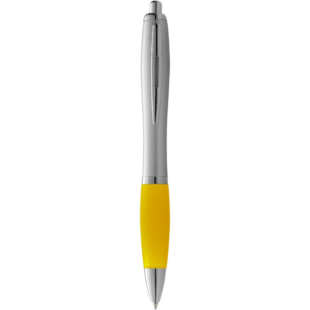 Logo trade advertising products picture of: Nash ballpoint pen silver barrel and coloured grip