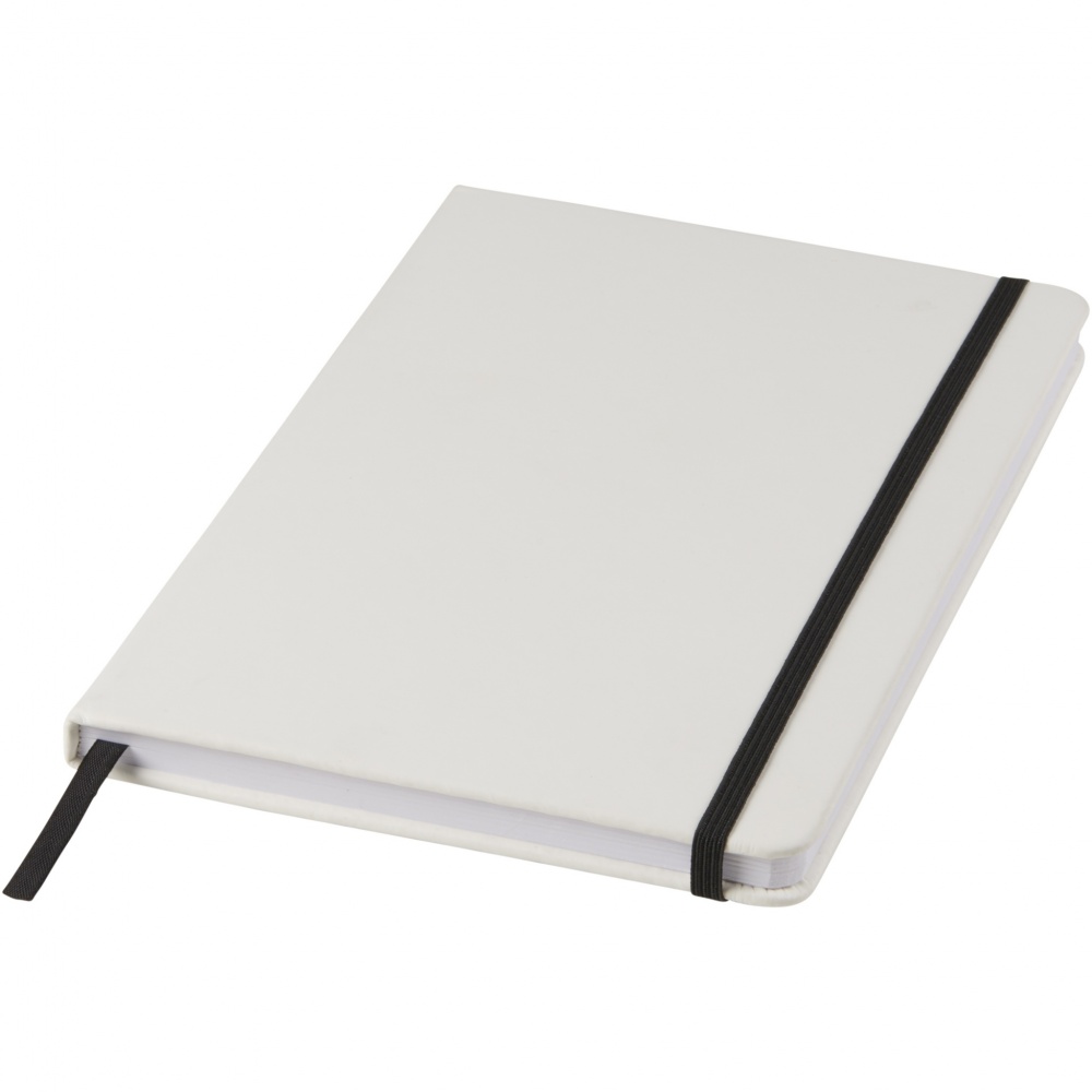 Logotrade corporate gift image of: Spectrum A5 white notebook with coloured strap