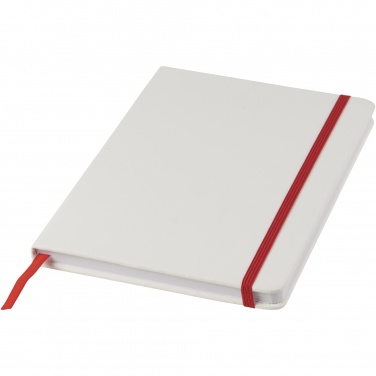 Logo trade promotional item photo of: Spectrum A5 white notebook with coloured strap